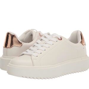 Steve Madden Cream Rose Gold Sneakers White Platform Shoes Women Size 7 Basic